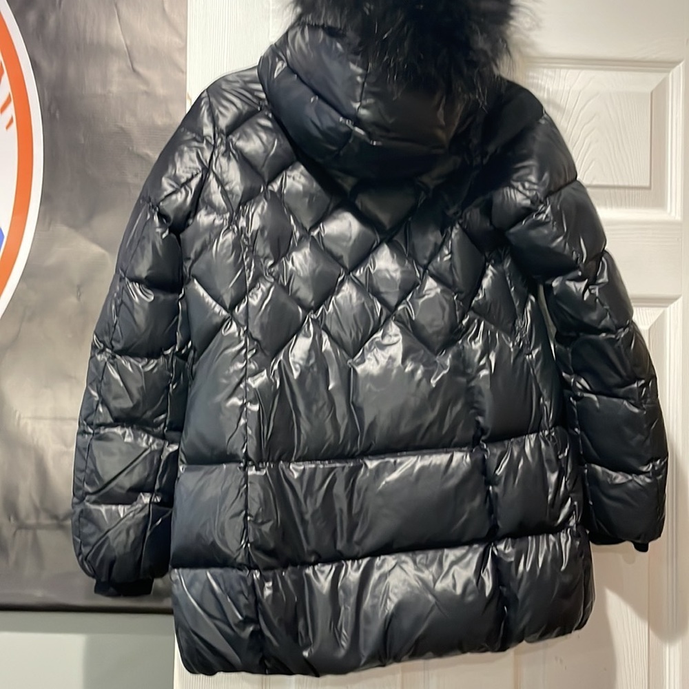 Add long duck down puffer jacket with raccoon hood size 14 - Picture 5 of 6